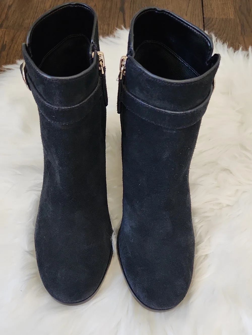 Kate Spade NY Blaire Suede Block Heel Ankle Boots Sz.6 B Black